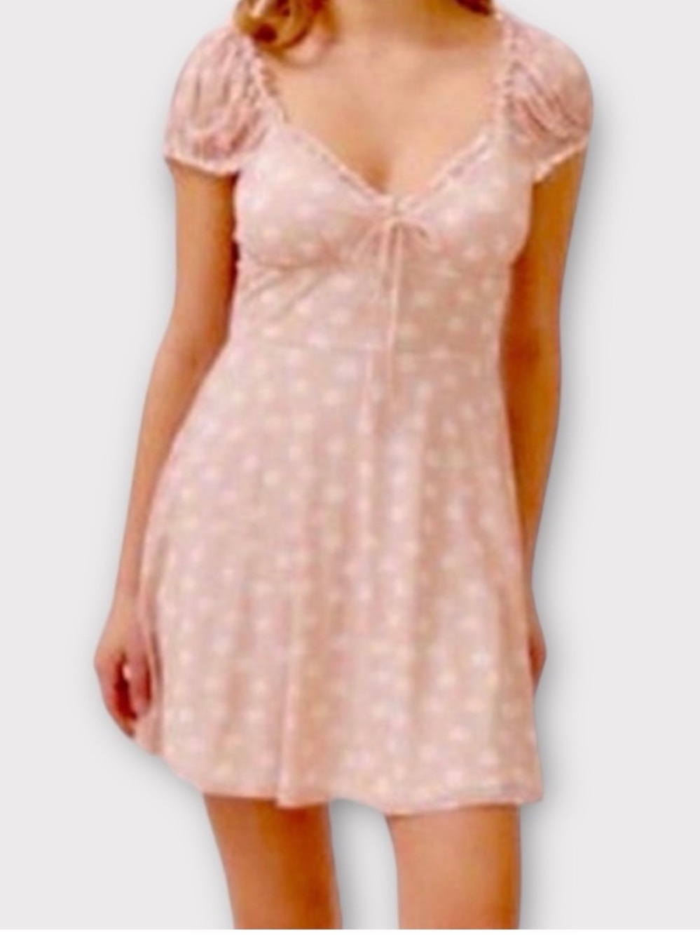 Urban Outfitters Dress Audrey Mesh Mini Floral Ruffle Cap Sleeve Size Small